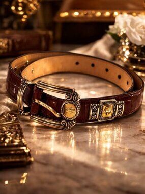 Brighton Museum Collection Vintage Brown Roman Mythology Medallions Belt Size SM